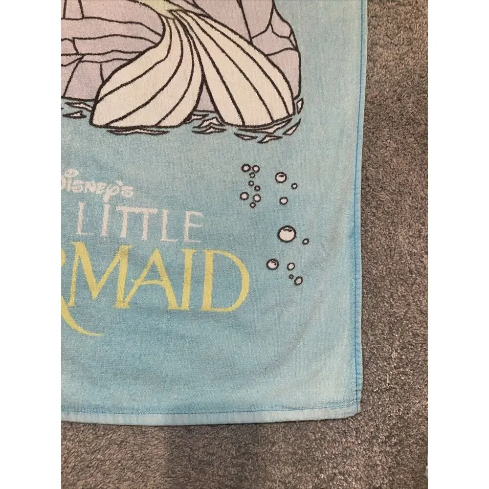 Little Mermaid Vintage 1990's Franco Disney Beach Towel 30x58 RARE Ariel Triton